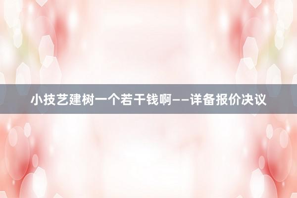 小技艺建树一个若干钱啊——详备报价决议
